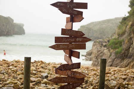 Guadamia beach in Asturiasの写真素材