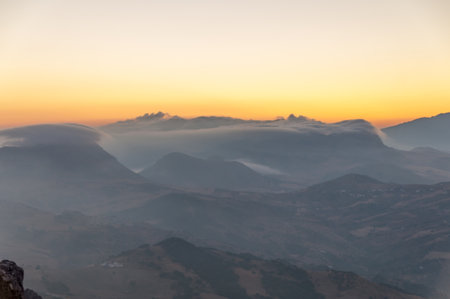 Sunrise above the cloudsの写真素材