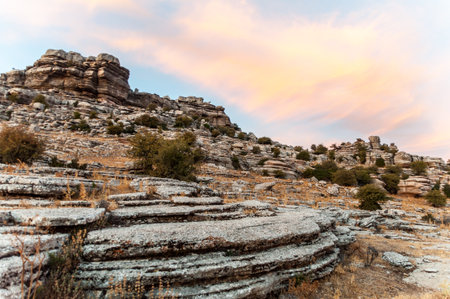 Sunset in the Torcal de Antequeraの写真素材
