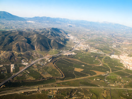 Aerial views from an airplane windowの写真素材