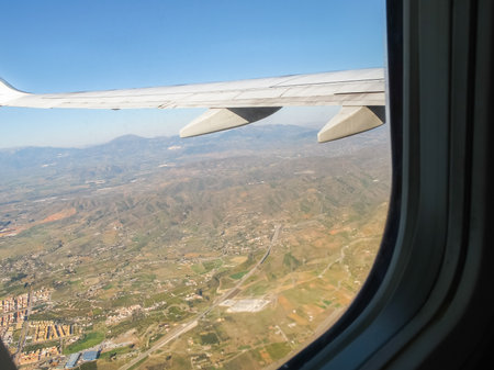 Aerial views from an airplane windowの写真素材