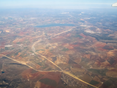 Aerial views from an airplane windowの写真素材