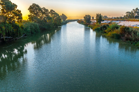 Guadalhorce river mouth at dawnの写真素材