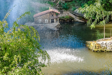 Beautiful wooden house near the riverのeditorial素材