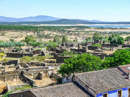 public village of granadilla in caceres extremadura spainの写真素材