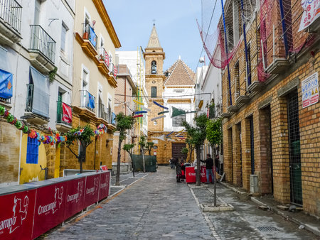 Streets of Cadiz during Carnivalのeditorial素材