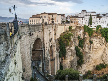 New bridge in Ronda, one of the famous white villages in Andalucia, Spainのeditorial素材