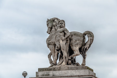 Statue of man and horseの写真素材