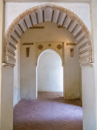 Moorish arches in the Alcazaba of Malagaのeditorial素材