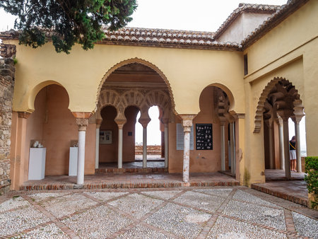 Yard swimming pool, Alcazaba de Malaga, Malaga, Costa del Sol, Andalusia, Spainのeditorial素材