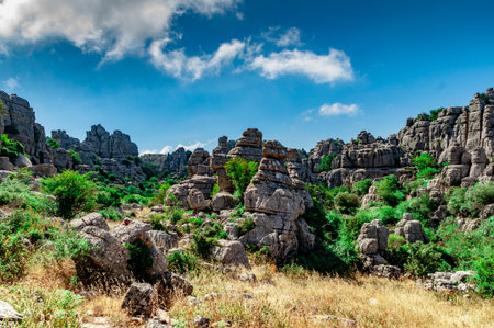 Karstic landscape in a unique area of Antequera, with remote sites of difficult access.の写真素材