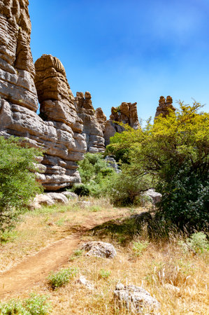 Karstic landscape in a unique area of Antequera, with remote sites of difficult access.の写真素材