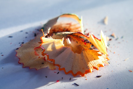 Crayons shawings on paper boardの写真素材