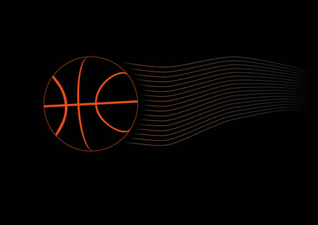 Black basketball ball with orange linesのイラスト素材