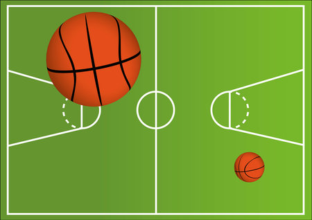 Basket ball with the pitch on backgroundのイラスト素材