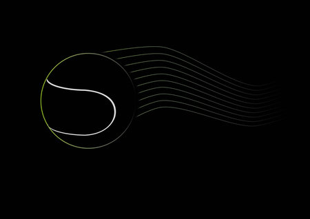 Black tennis ball with green white linesのイラスト素材