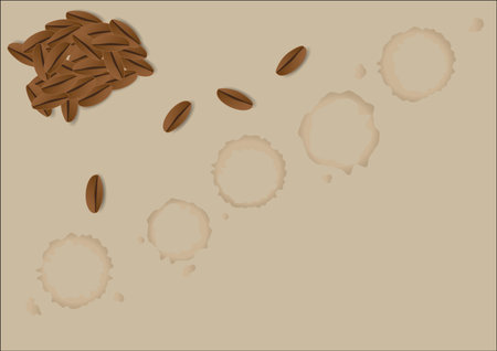 Coffee stains on paper with beansのイラスト素材