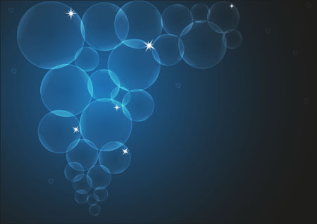 Background with sparkling bubbles on blue backgroundのイラスト素材