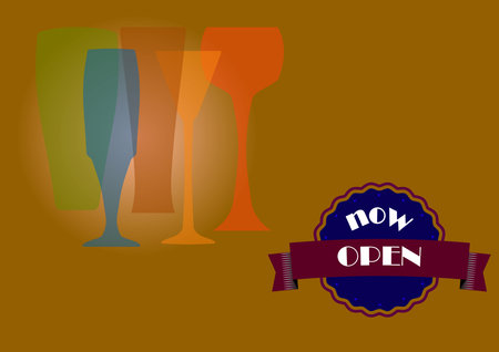 Vector image with four shape glasses on dark orange backgroundのイラスト素材