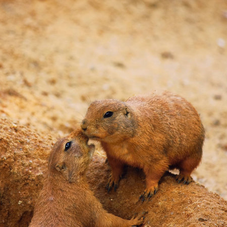 Two prairies on the sand land togetherの写真素材
