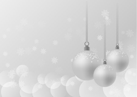 Silver christmas balls with snow flakes and shiny ringsのイラスト素材