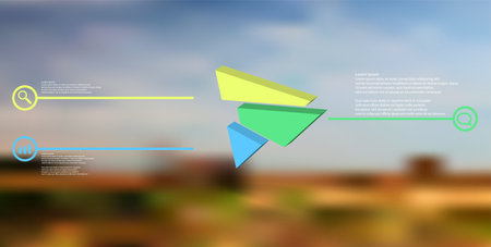 3D illustration infographic template. The embossed triangle is randomly divided to three color...