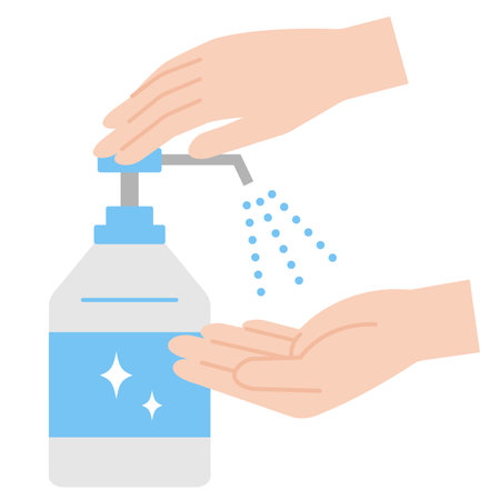 Hand sanitizer disinfection illustration. Isolated on white backgroundのイラスト素材