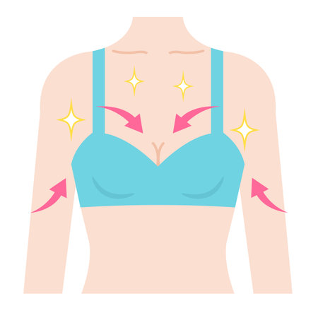 beautiful breast with woman upper body illustration isolated on white backgroundのイラスト素材