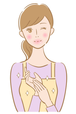 beautiful hands skin care young woman illustration. Beauty and health  conceptのイラスト素材