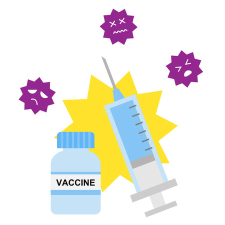 coronavirus vaccination and virus. Medical and health care. Isolated on white backgroundのイラスト素材