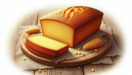 Sliced corn bread on a wooden board. Toned.