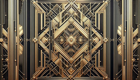 Luxury black metal door with golden ornament. 3d rendering
