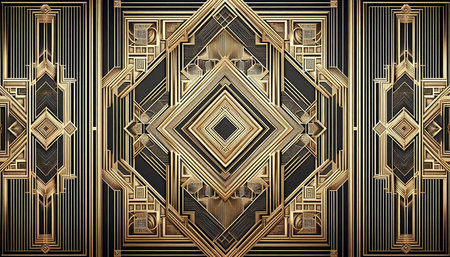 Luxury background with gold geometric pattern. 3D illustration.