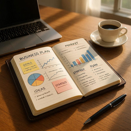Business Notebook Plan Strategy Analysis Graph Chart Word Graphic Diagram Concept