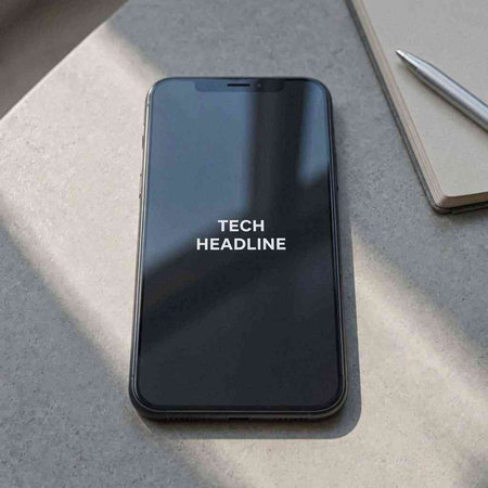 Smartphone mockup on the table with pen and notepad.