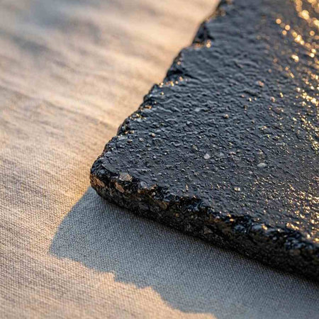 The surface of a black stone in the rays of the setting sun