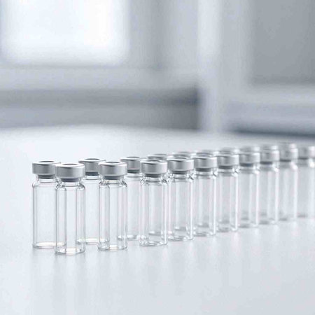 Vaccine ampoules on a white background.