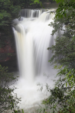The beautiful waterfall at Khao Yai national park, in Thailandの写真素材