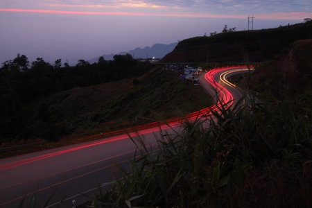Mountain landscape view on morning during winter season.の写真素材
