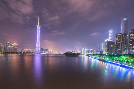 Guangzhou tower at nightのeditorial素材