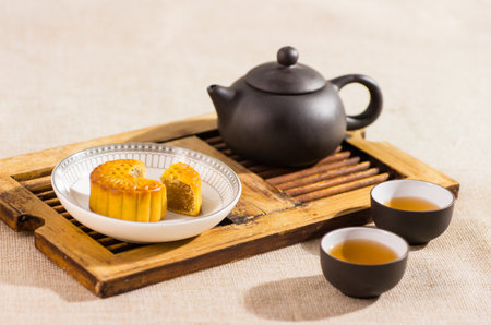 Mid-Autumn Festival moon cakeの写真素材