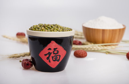 grains and red dateの写真素材