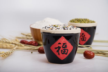 grains and red dateの写真素材