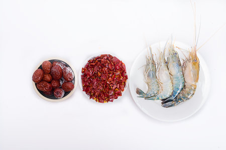 red date, dry chili & Shrimpの写真素材