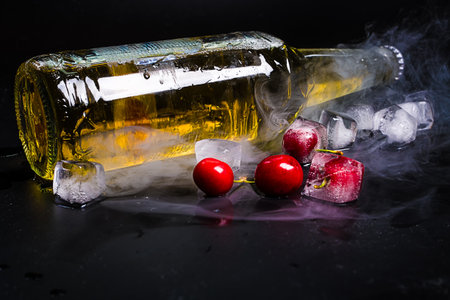 beer and cherryの写真素材