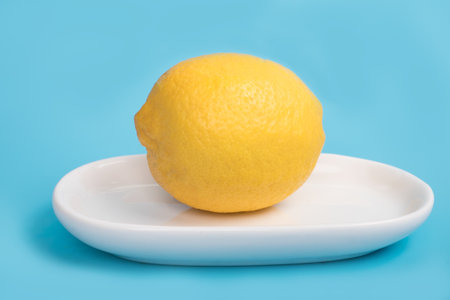 lemons on blue backgroundの写真素材