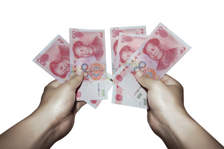 hand holding moneyの写真素材