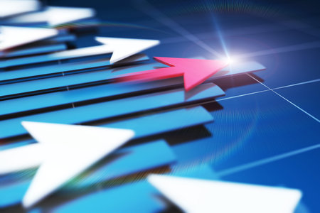 Financial arrow and bar chart, the stock market statistics