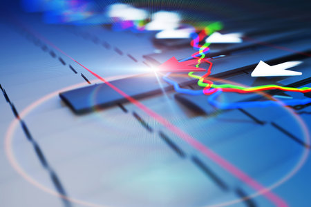 Financial success arrow, the stock market data and statistics