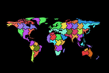 Puzzle and world mapの写真素材